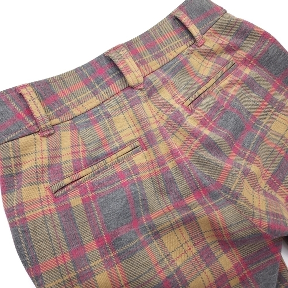 New Anthropologie The Essential Trouser Tan Pink Tartan Plaid  Flared Pa… - Picture 10 of 13